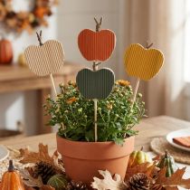 Artikel Holzstecker Apfel Herbst 5x5,5cm 8 Stück Sortiert