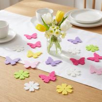 Artikel Filzstreudeko Schmetterling und Blumen 4cm 72-teilig, 6 Farben, Frühling