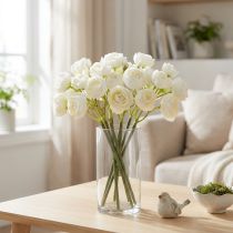 Artikel Bouquet künstliche Ranunkeln Weiß 32cm 5 Zweige für Wohnraumdekoration