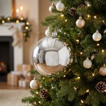 Artikel Weihnachtskugel Kunststoff Ø14 cm Silber reflektierend mit Aufhänger