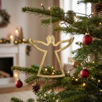 Artikel Metallanhänger Engel, Adventsdeko, Gold, 15×16,5 cm