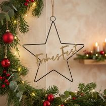 Artikel Sterndeko Metall 41×39,5cm Schwarz, Golden, "Frohes Fest"