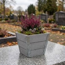 Artikel Blumenkasten Holz Grau Trapezform 12,5×14,5×14,5cm