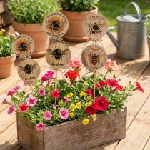 Artikel Holz-Blumenstecker Biene mit Spruch 7x27,5cm Natur 12 Stück