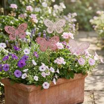 Artikel Gartenstecker Schmetterlinge Metall Rosa 30cm 6er-Set