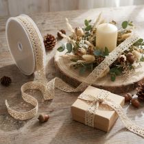 Artikel Dekoband Spitze Beige Baumwolle 16mm x 20m