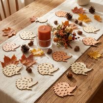 Artikel Herbstliche Holz-Streudeko Igel 3x4cm in Orange, Gelb und Gelbgrün – 72 Stück