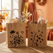 Artikel Geschenktüten Papier Natur mit Henkeln Schwarz 12×15 cm 6 Stück