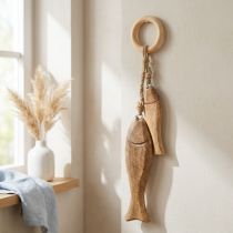 Artikel Holzfische aus Mangoholz zum Hängen, Natur, 10/15 cm