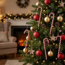 Artikel Christbaumschmuck Zuckerstangen 18cm Kunststoff Rot-Weiß 12 Stück
