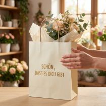 Artikel Papiertüten mit Henkel Creme Gold 16×8×16 cm 6 Stück