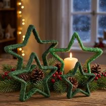 Artikel Sterne aus Jute in Grün zum Stellen 13/18 cm 4er-Set Weihnachtsdeko