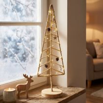 Artikel Tannenbaum-Deko aus Holz und Metall, 18x12x51 cm, Naturfarben