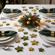 Artikel Streudeko Sterne Grün und Gold mit Glitter 4cm/5cm Weihnachten 40 Stück