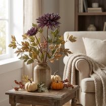 Artikel Künstliche Chrysantheme mit 2 Blüten Violett Ø 5/11 cm L 70 cm