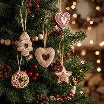 Artikel Künstliche Weihnachtsanhänger aus Kunststoff, 12er Set, Plätzchendesign, braun-beige, Landhausstil