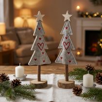 Artikel Tannenbaum Deko aus Filz mit Herzen Grau Rot 28cm 4 Stück