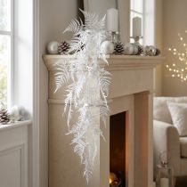 Artikel Künstlicher Asparagus Spargelfarn Weiß mit Glitter 105cm Winterdeko