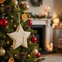 Artikel Holzstern Natur Weihnachtsanhänger Ø13,5 cm FSC-Holz