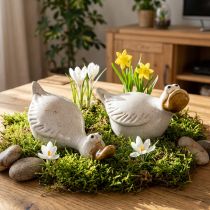 Artikel Keramik Enten Dekofigur Set 13 cm Weiß für Innenbereich
