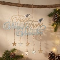 Artikel Dekohänger Frohe Weihnachten aus Holz, H12,5cm B27cm, Blau-Natur, 3 Stück