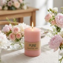 Artikel Stumpenkerze aus Naturwachs Rosa 90 x 60 mm für Wohnraumdekoration