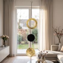 Artikel Hängedekoration Metall Kreise und Scheiben 80cm Schwarz Gold für Innen
