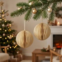 Artikel Wabenbälle aus Papier Ø8cm Creme-Gold 4 Stück Weihnachten