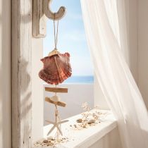 Artikel Maritimer Dekohänger aus Seegras mit Muscheln und Seestern, Ø10–12 cm, 40 cm hoch, Violett/Natur/Weiß