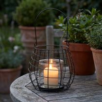 Artikel Gartenlaterne Metall Schwarz Ø20cm H18,5cm mit Glas-Windlicht