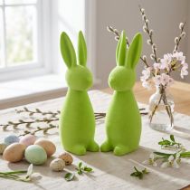 Artikel Hasen Dekofiguren beflockt Apfelgrün 8×10×29cm 2 Stück Osterdeko Tischdeko
