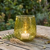 Artikel Windlicht Glas Vintage Gelbgrün Ø12 cm H12,5 cm