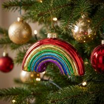 Artikel Regenbogen-Ornament aus Glas 7x10 cm – Bunte Weihnachtsdekoration