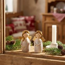Artikel Engel-Duo aus Keramik in Creme-Weiß mit Goldakzenten – 8,6 cm – Dekorationsfiguren