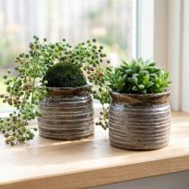 Artikel Keramik Übertopf Metallic Braun Grau 10,5×10cm 2er-Set