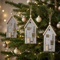 Artikel Weihnachtsdeko Filzhäuschen Beige 15cm, 6er-Set