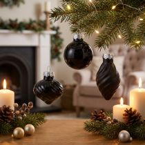 Artikel Mini-Christbaumkugeln Glas Schwarz Ø 3 cm 9er Set