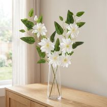 Artikel Künstlicher Clematis-Zweig mit weißen Blüten und grünen Blättern 81 cm, 2 Stück
