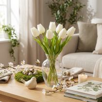 Artikel Künstliche Tulpen 21 cm Weiß 6er-Set Polyester und Kunststoff für Wohnraumdekoration