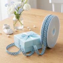 Artikel Spitzenbordüre aus Textil, Schmuckband 9mm Blau, 20m