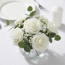 Artikel Foam-Rosen Weiß Ø 6 cm mit Drahtstiel 27 Stück
