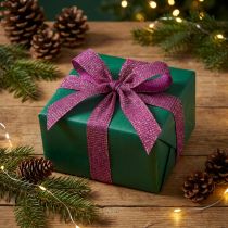 Artikel Weihnachtsband Polyester Geschenkband mit Goldfäden Erika 25 mm x 20 m