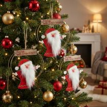 Artikel Weihnachtsmann Anhänger im Dekoring, Gold Ø16cm, 3er-Set