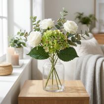 Artikel Künstliche Hortensie aus Seidenstoff, Grün, L 44 cm
