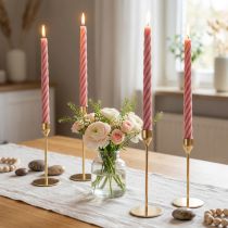 Artikel Durchgefärbte Stabkerzen aus Wachs Rosa 350x28mm im 4er-Set