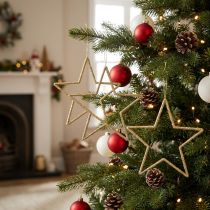 Artikel Weihnachtsstern Anhänger Gold Glitter 17,5 cm, 9 Stück
