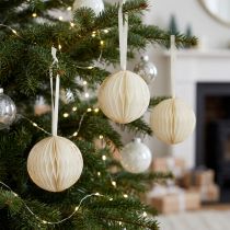 Artikel Wabenbälle Weiss Gold Papier Ø7cm 4 Stück Weihnachten