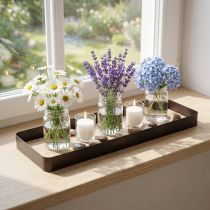 Artikel Dekotablett aus Metall und Holz 40x13x3cm Schwarz Natur