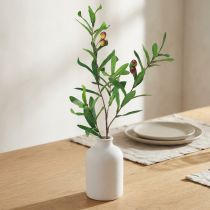 Artikel Olivenzweig künstlich 45cm mit Oliven in Gelb-Weinrot und grünen Blättern