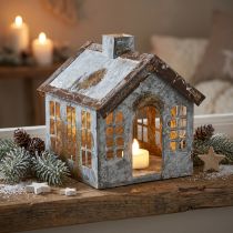 Artikel Lichthaus Teelichthalter aus Metall, H14,5 cm, Shabby-Chic, Grau-Weiß
